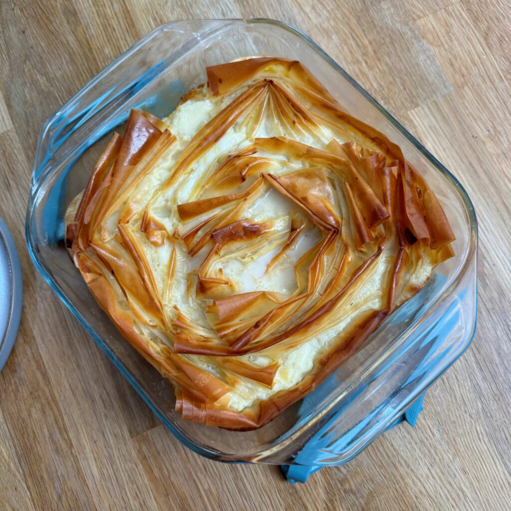Condensed milk filo pie